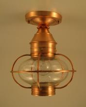 Northeast Lantern 2524-AB-MED-OPT - Caged Onion Flush Antique Brass Medium Base Socket Optic Glass