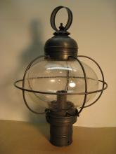 Northeast Lantern 2543-DB-MED-CSG - Caged Onion Post Dark Brass Medium Base Socket Clear Seedy Glass