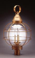 Northeast Lantern 2863-DB-MED-CLR - Caged Round Post Dark Brass Medium Base Socket Clear Glass