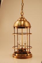 Northeast Lantern 3532-AB-LT2-FST - Nautical Hanging Antique Brass 2 Candelabra Sockets Seedy Marine Glass