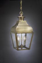 Northeast Lantern 7632-AC-LT2-CSG - Curved Top Hanging Antique Copper 2 Candelabra Sockets Clear Seedy Glass
