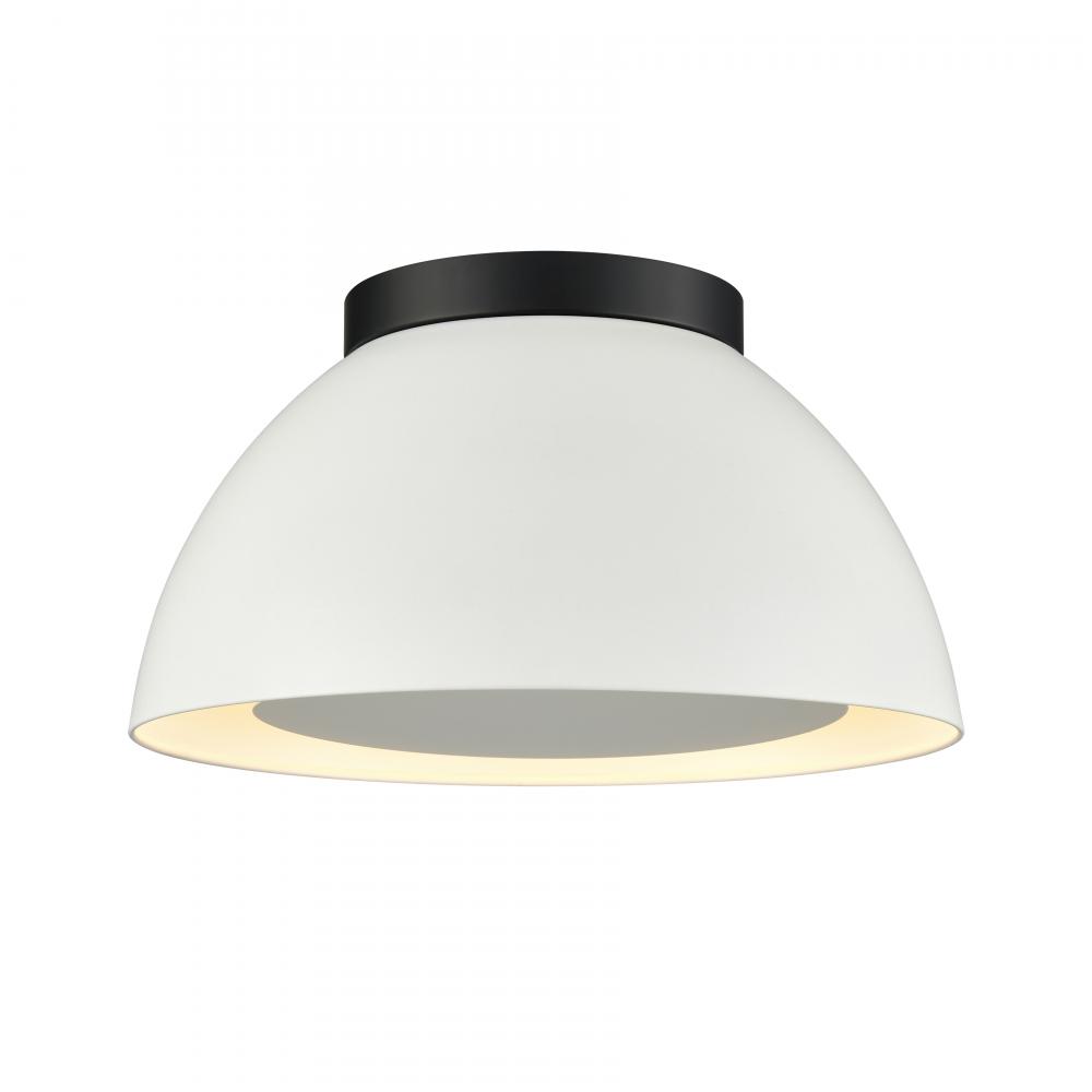 Pelham 10'' Wide 2-Light Flush Mount - Matte Black with Matte White