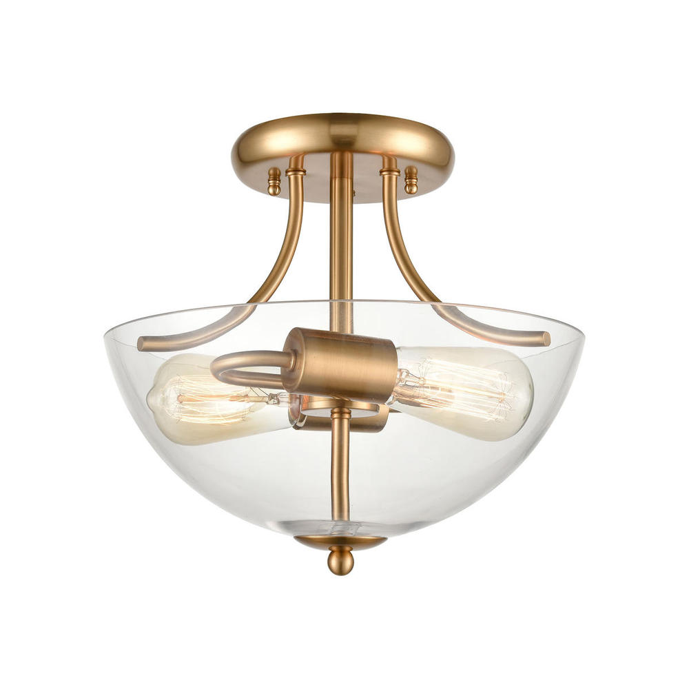 Thomas - Astoria 15'' Wide 2-Light Semi Flush Mount - Satin Gold