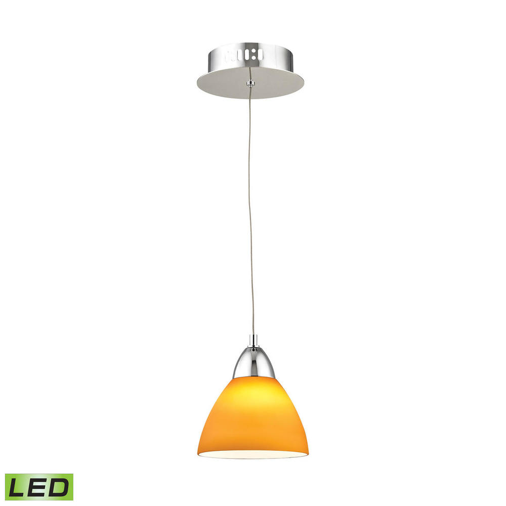 Piatto Single LED Pendant Complete with Yellow Glass Shade and Holder