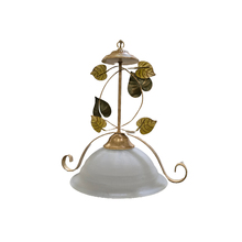 ELK Home 76201 - 1-Light Pendant in Antique Brass with Green and Yellow Leaves