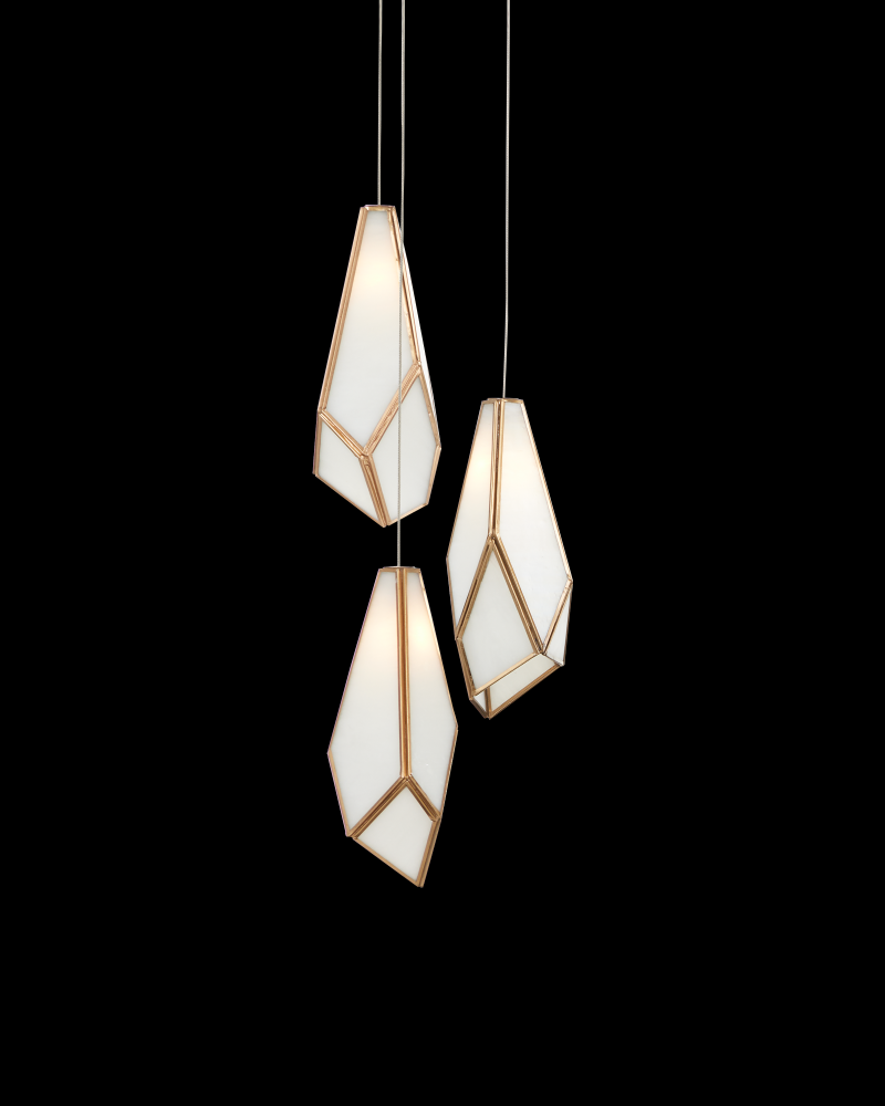 Glace White 3-Light Round Multi-Drop Pendant