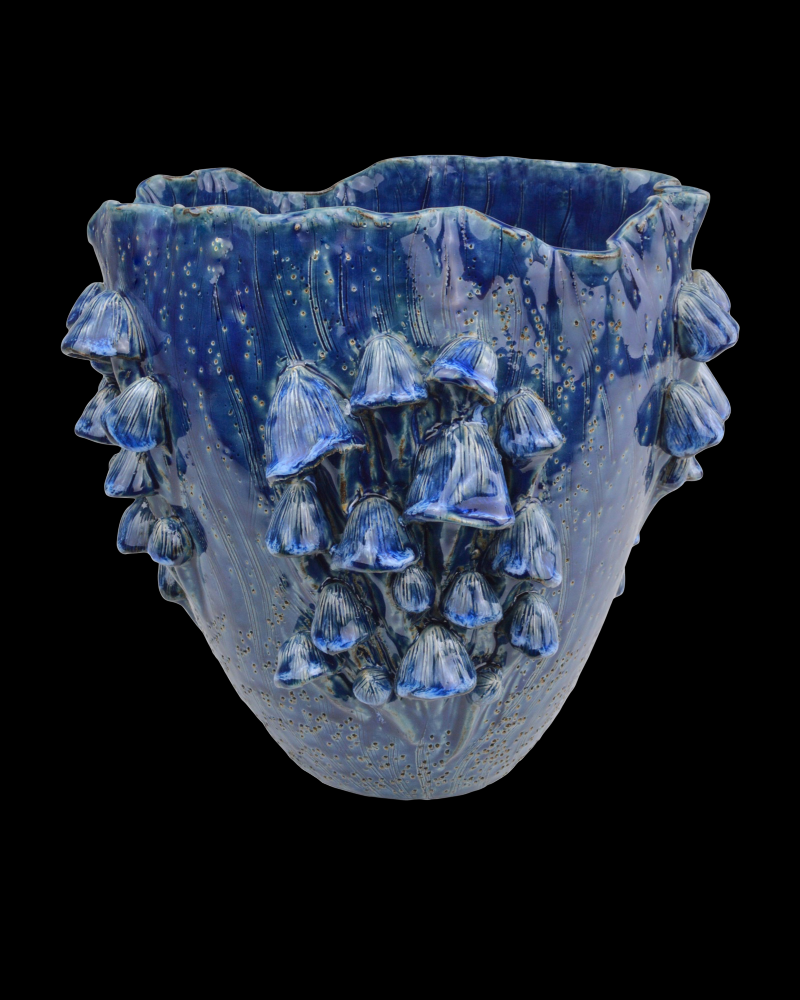 Conical Mushrooms Large Dark Blue Vase